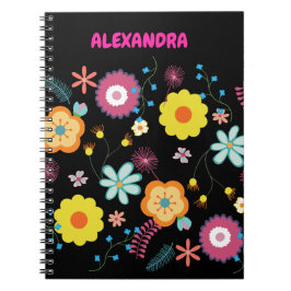 Caderno Espiral Flor Floral Cor-de-rosa