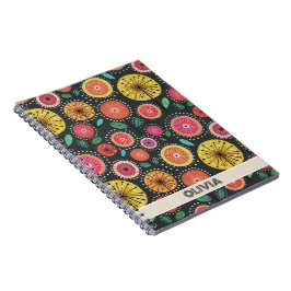 Caderno Espiral Flor foliar Boho Scandi