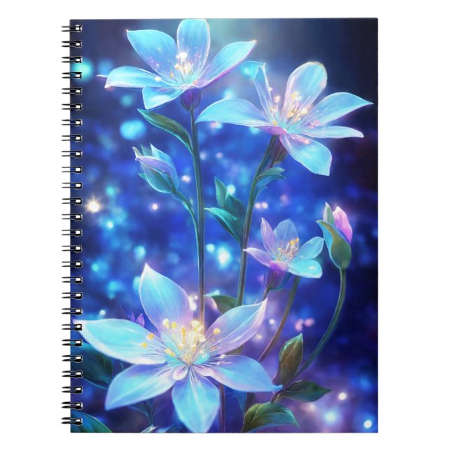 Caderno Espiral Flor mágica azul entonada (Frente)