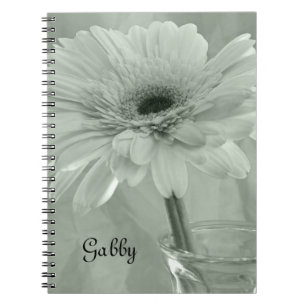 Caderno Espiral Flor matizada verde da margarida