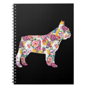 Caderno Espiral Flor Patterno francês Bulldog francês Lover Gift