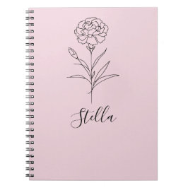Caderno Espiral Flor Personalizada de Nascimento do Cravo de Janei