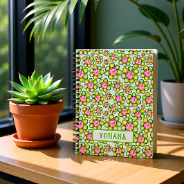 Caderno Espiral Flor Personalizada Primavera Verde