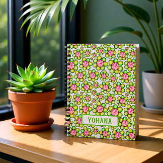 Caderno Espiral Flor Personalizada Primavera Verde