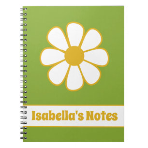 Caderno Espiral Flor Personalizada Retro