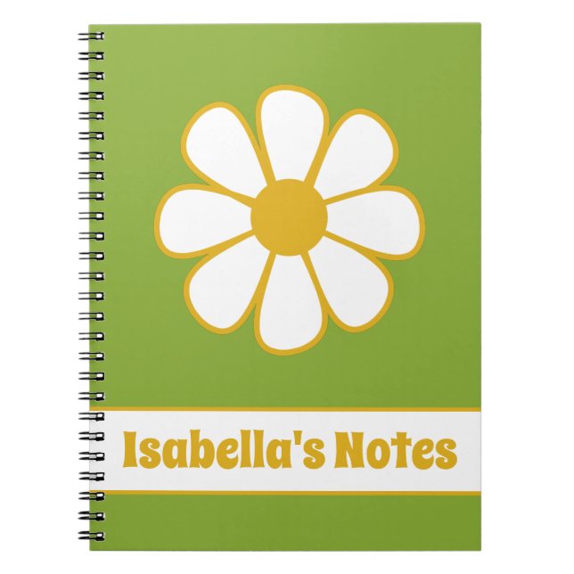 Caderno Espiral Flor Personalizada Retro (Frente)
