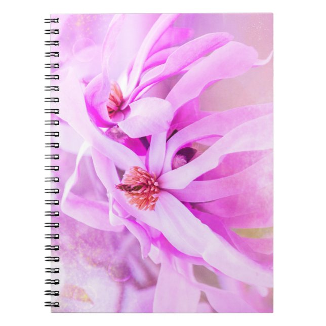 Caderno Espiral Flor rosa bonito Brilhante (Frente)
