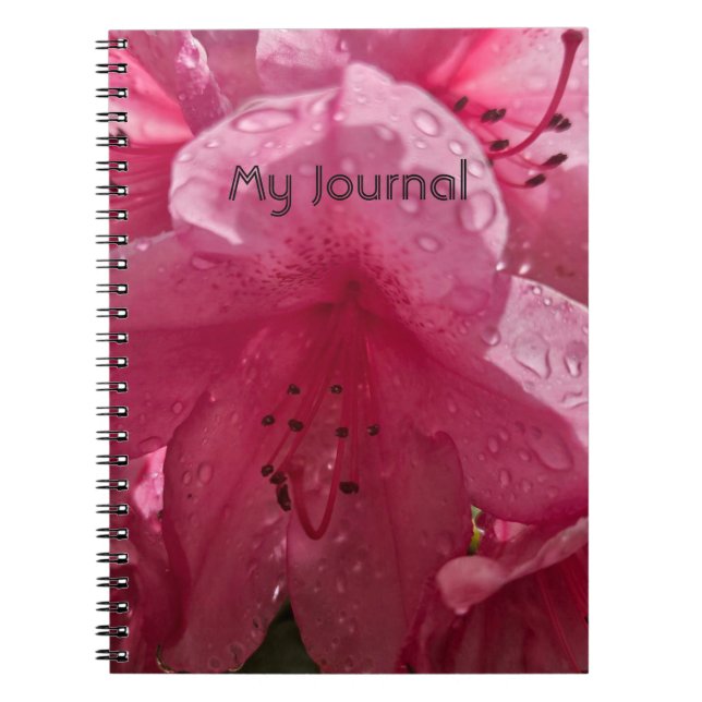 Caderno Espiral Flor rosa com texto (Frente)