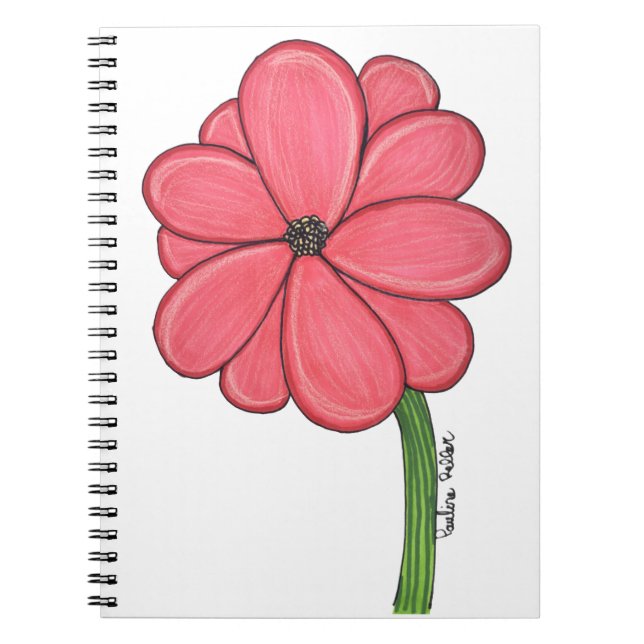 Caderno Espiral Flor Rosa Completa (Frente)