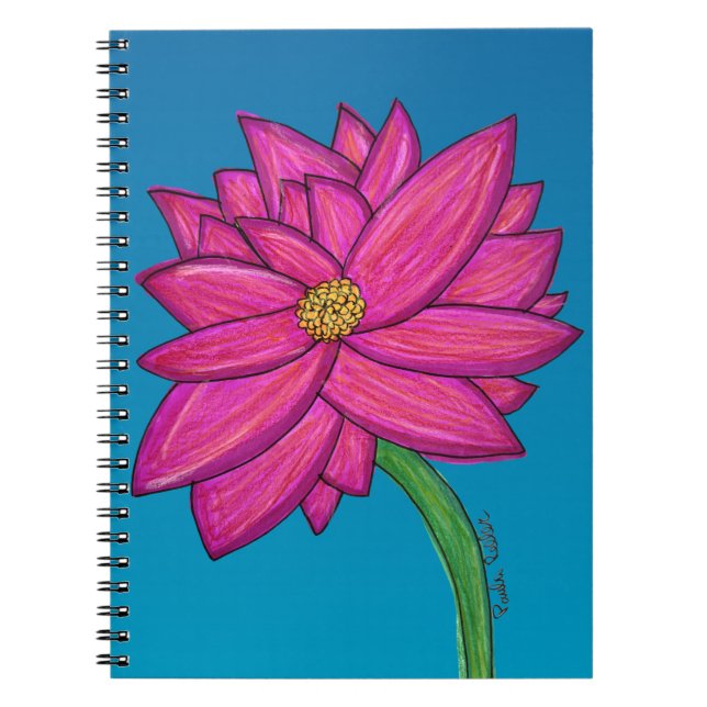 Caderno Espiral Flor Rosa Fúcsia (Frente)