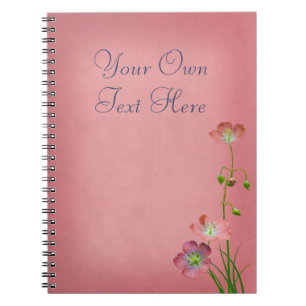 Caderno Espiral Flor Selvagem Rosa na Borgonha