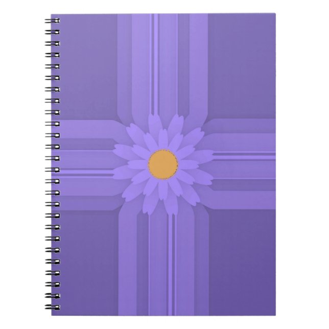 Caderno Espiral Flor Simples Roxa na Cruz Moderna (Frente)
