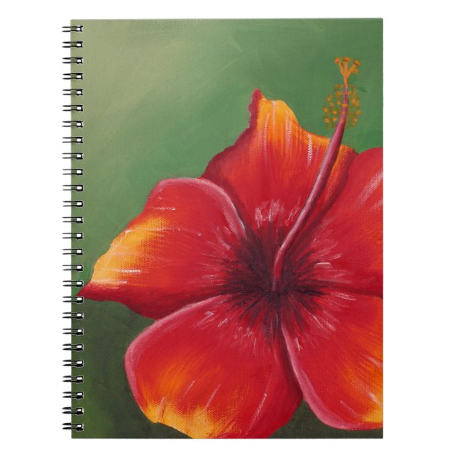 Caderno Espiral Flor Tropical Red Hibiscus | Pintura a óleo (Frente)