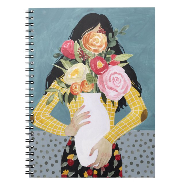 Caderno Espiral Flor Vase Girl (Frente)