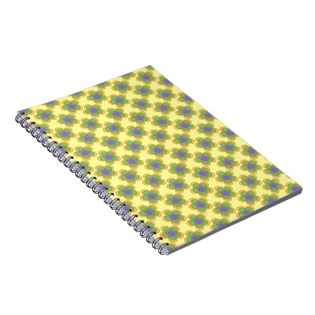 Caderno Espiral Flor Whimsical (verde/amarelo) (Lado Direito)