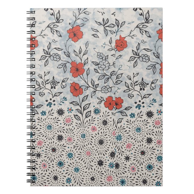 Caderno Espiral florais artístico  (Frente)