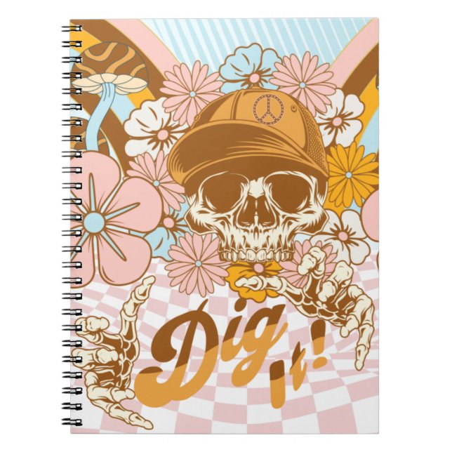 Caderno Espiral Florais Botânicos Esqueleto Retro (Frente)