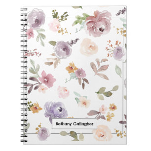 Caderno Espiral Florais de Pastel de Aquarela Primavera personal
