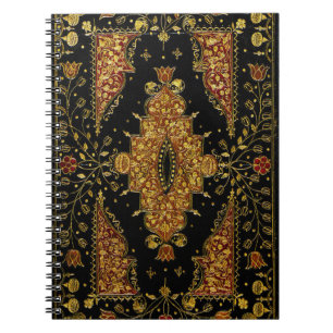 Caderno Espiral Florais Preto e Dourado Caídos