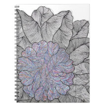 Caderno Espiral Floral Abstrato Desenhado à Mão