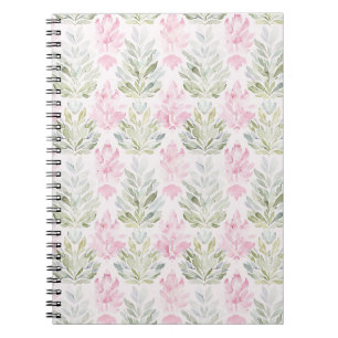 Caderno Espiral Floral Abstrato Verde Rosa