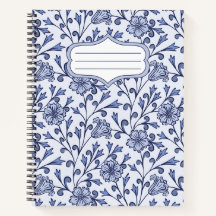 Caderno Espiral Floral Azul 21,5x28 – Azul e Branc
