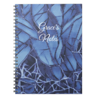 Caderno Espiral Floral Azul Escuro A Monograma