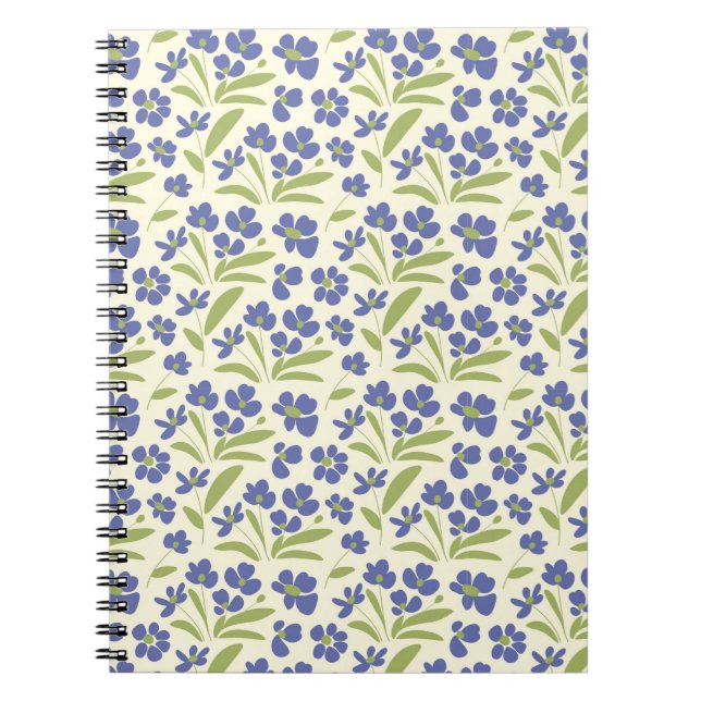 Caderno Espiral Floral Azul Orgânico Fluente Verde Na Nata 0111A (Frente)
