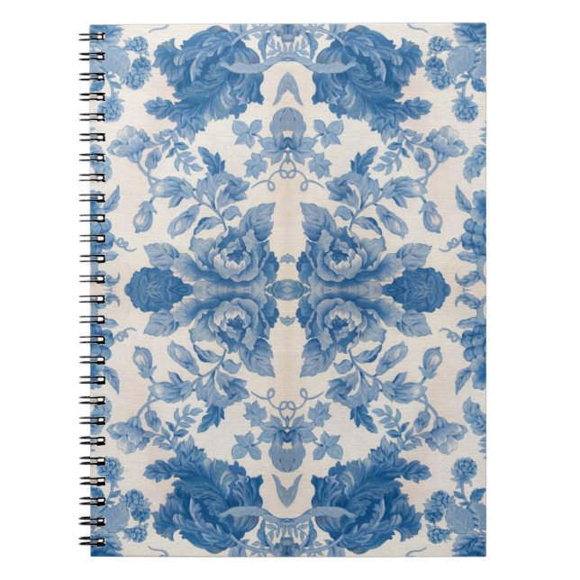 Caderno Espiral Floral azul-vegetal legante (Frente)