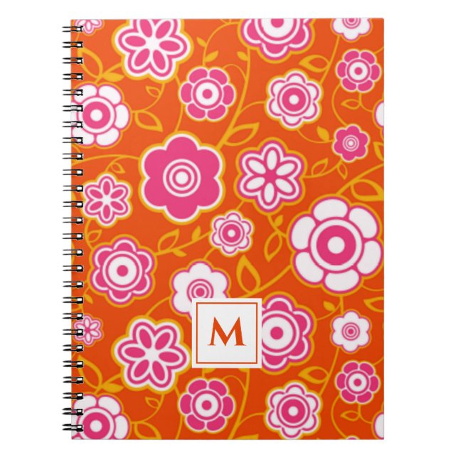 Caderno Espiral Floral Bandana Impressão Monograma (Frente)
