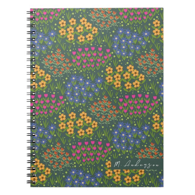 Caderno Espiral Floral Bed Green (Frente)