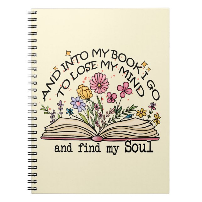 Caderno Espiral Floral Book Lover (Frente)
