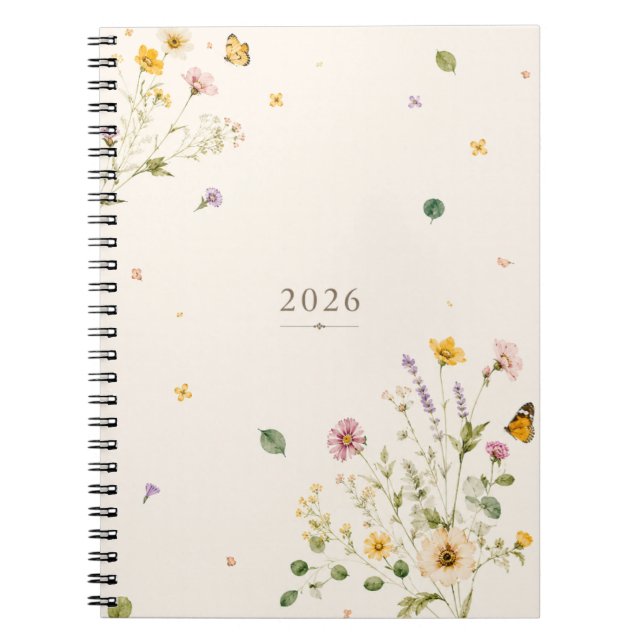 Caderno Espiral Floral Botânico 2026 |  (Frente)