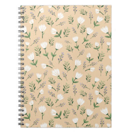Caderno Espiral Floral branca minimalista
