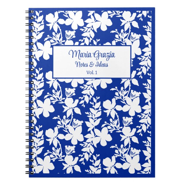 Caderno Espiral Floral Branco Azul-Chic (Frente)