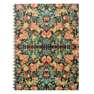 Caderno Espiral Floral caótico: padrão de abstrato de safra.