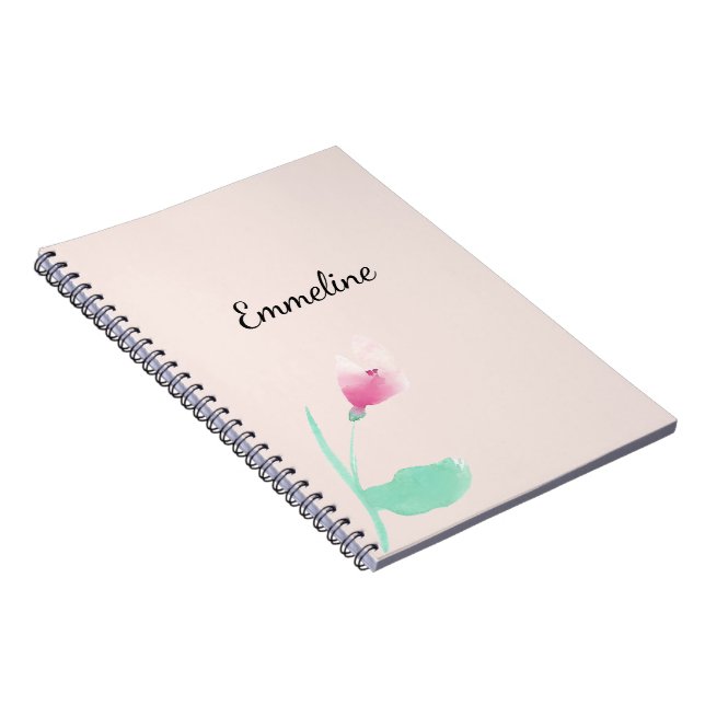 Caderno Espiral Floral Cor-de-rosa (Lado Direito)
