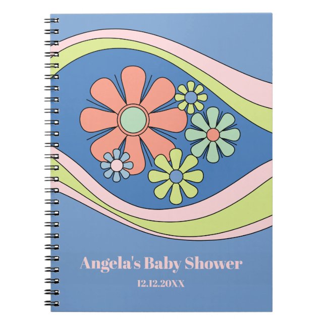 Caderno Espiral Floral Daydrey Retro Flower 60s 70s Personalizado (Frente)