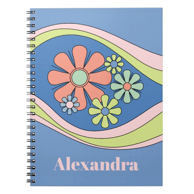 Caderno Espiral Floral Daydrey Retro Flower 60s 70s Personalizado (Frente)