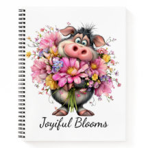 Caderno Espiral Floral de Animais Fofos Blooms Ale