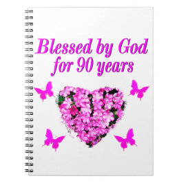 Caderno Espiral FLORAL DE ANIVERSÁRIO DE 90 bonito