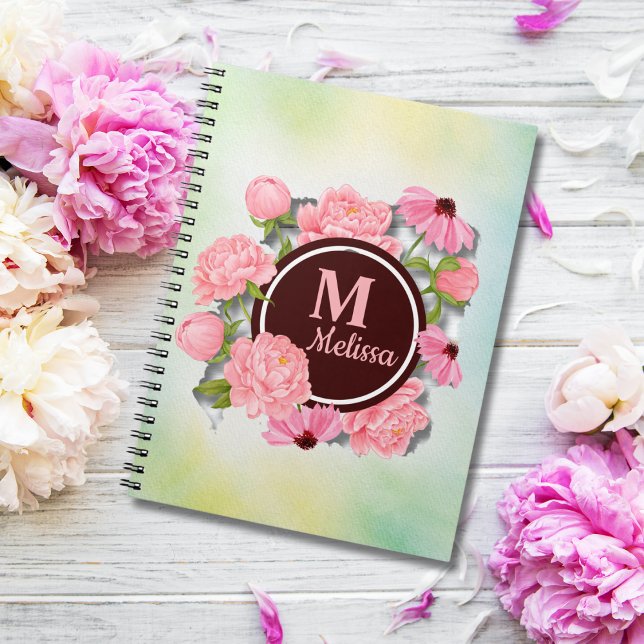 Caderno Espiral Floral de Aquarela Moderna e Elegante, Rosa, (Criador carregado)
