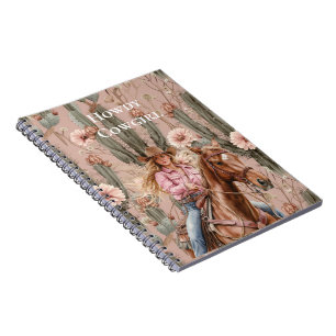 Caderno Espiral Floral de Cowgirl rosa rosa-rosa-loura-ocidental