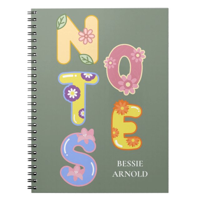 Caderno Espiral Floral de Flores Selvagens de Aquarelas Personaliz (Frente)