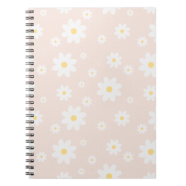 Caderno Espiral Floral de Margarida Branca Simples (Frente)