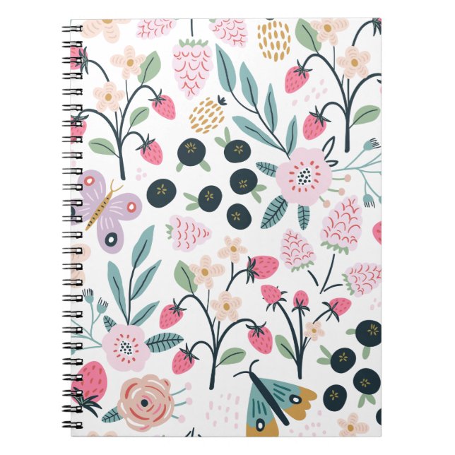 Caderno Espiral Floral de Meninas Personalizadas (Frente)