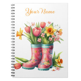 Caderno Espiral Floral de Primavera Personalizado