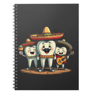 Caderno Espiral Floral Dental Engraçado Cinco De Mayo