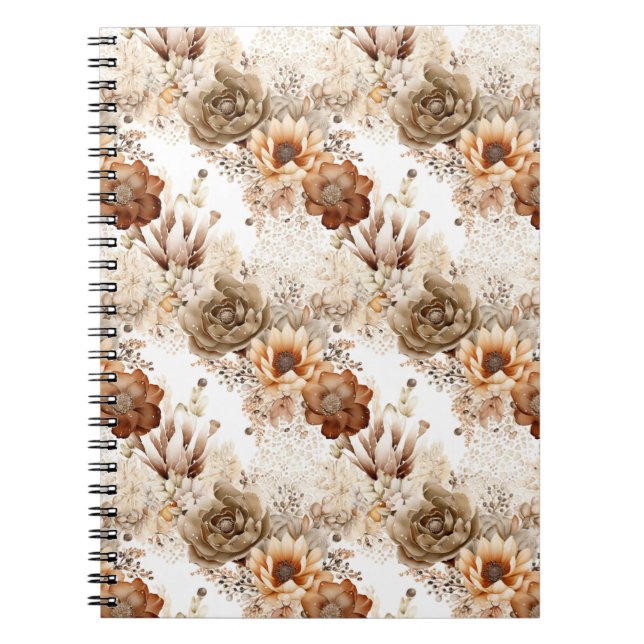 Caderno Espiral Floral do Sudoeste Creme Marrom Ocidental (Frente)