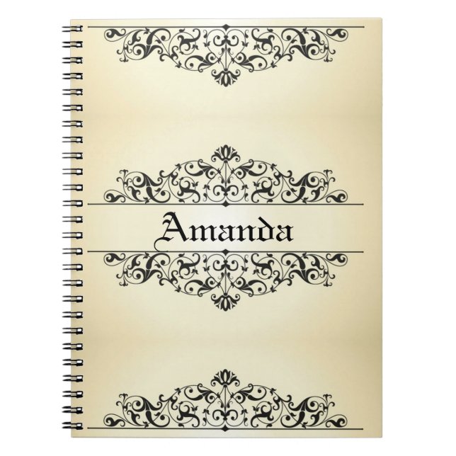 Caderno Espiral Floral do vintage personalizado (Frente)